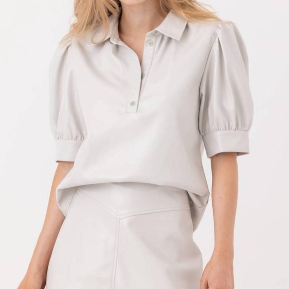 sundays Tops - sundays Light Gray Puff Sleeve Blouse